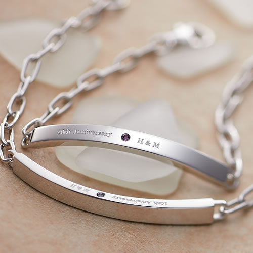 ペアブレスレット 刻印無料 誕生石 シルバー 001B-KS*セミオーダーメイド 名入れ シルバー925 ペア ペアブレスレット ブレス ペアルック 彼女 彼氏...