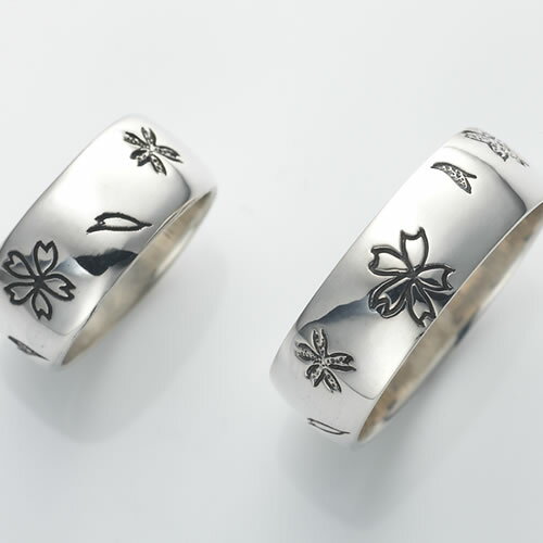 ペアリング シルバー 刻印無料 FISS-M002 (FISS-MSD) 桜 モチーフ デザイン ペア 指輪 刻印 21号 20号 19号 18号 17号 16...