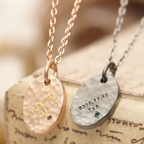 ペアネックレス 大人 誕生石 NECKLACE02-KS-BKPK * セミオーダーセピアペンダント ネックレス ペアルック ブランド 彼女 彼氏 シンプル 記...