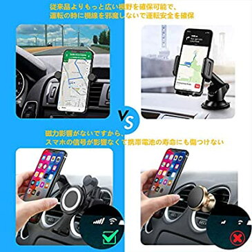 車載ホルダー スマホホルダー 伸縮アーム クリップ式&吹き出し口 360度回転可能 多機種対応