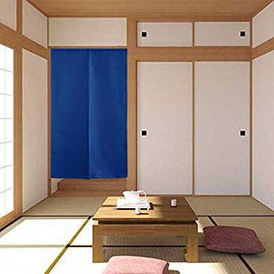 Deconovo 遮光 のれん 玄関 キッチ リビング 飲食店 出入り口 和風 断熱カーテン 防寒 防音 厚手 間仕切り 無地 幅85丈200cm ローヤルブルー