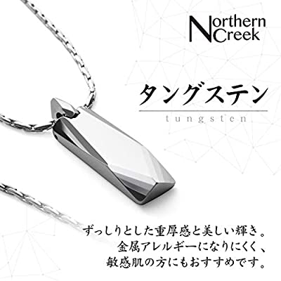 Northern creek メンズ ネックレス タングステン スティック サージカル ステンレス チェーン シルバー 専用ケース付属