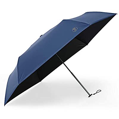 日傘 超軽量(135g) 折りたたみ傘 UVカット 遮光 遮熱 晴雨兼用 折り畳み日傘 300T 高強度カーボンファイバー 収納ポーチ付き ブルー