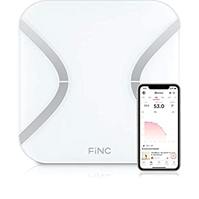 FiNC SmartScale (スマホ連動 体組成計 自動記録 Bluetooth)【薄型 高性能体重計 体重/BMI/内臓脂肪/体脂肪/体年齢/基礎代謝/皮下脂肪 11項目測定】 iPhone&Android対応 ヘルスメーター 体重計 はかり