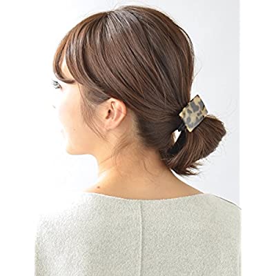 [ヴァンテーヌ] VINGTAINE べっ甲風 スクエア ウェーブ ヘアゴム プレート シンプル 四角 ヘアアクセサリー オフィス H-769-BE ベージュ