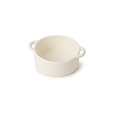 かもしか 道具店 グリル皿 日本製 耐熱陶器 グラタン皿 オーブン皿 耐熱皿 ココット (丸/小さめ, 白)