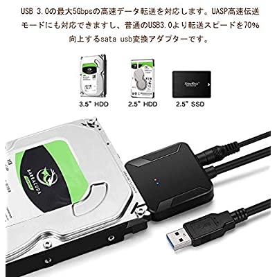 WOSOB SATA USB 変換ケーブル hdd3.5 usb 2.5/3.5インチsata USB変換アダプター SSD HDD データ取り出しSATA3 USB 3.0 変換ケーブル UASP対応 高速転送 最大6TB 3