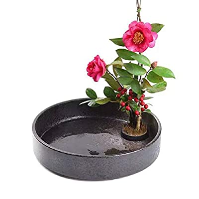 水盤 花器 花瓶 生花用の花器 フラワーベース - フラワーアレンジメント陶器 花器 21CM 生け花 生け花用花器 陶器花入れ いけばな道具 華道用花器 ジャパネスク