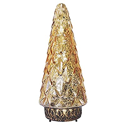 クリスマスツリー ガラス製 飾り インテリア装飾 ビジュー LEDランタン ゴールド 直径10×高さ25cm 166238