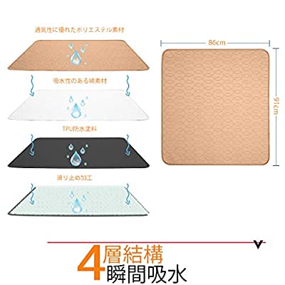 Metglad 2PCS ペット用おしっこマット ペットマット トイレシート 下敷き マット 洗える 繰り返し使用可能 超吸収 消臭 防水 速乾 エコ 抗菌 介護 漏れ防止 滑り止め 屋内/屋外用 猫 犬用86cmx91cm