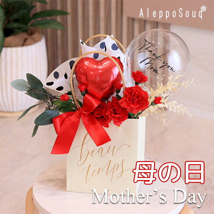 【名入れ】 母の日 カーネーション プレゼント クリアバルーン ショッピングバッグアレンジ 風船 B80