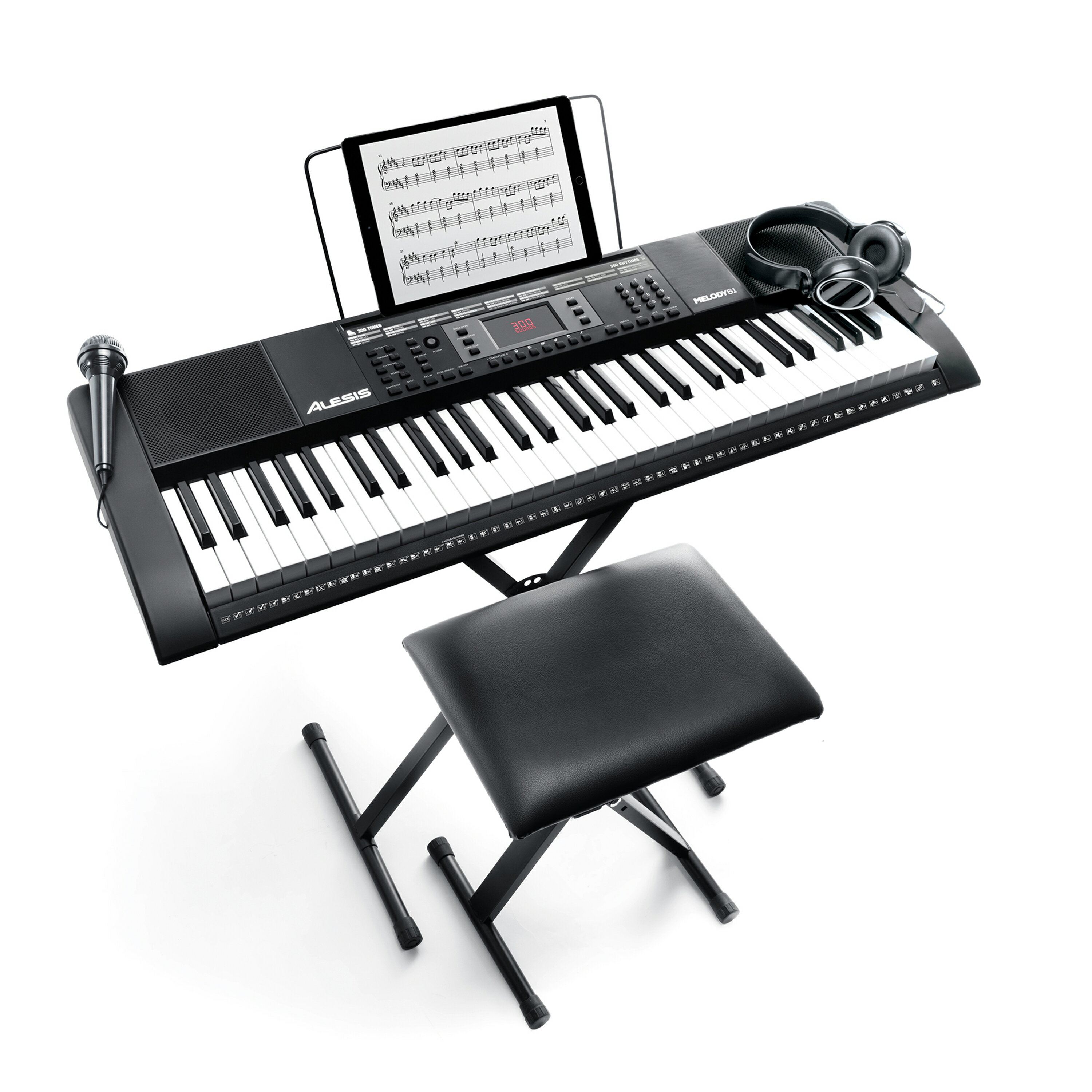 【公式 / 送料無料】Alesis 電子キーボード 61鍵 内蔵スピーカー ヘッドホン・マイク・スタンド・ベンチ付 無料オンラインピアノレッスン付 Melody 61 MKII