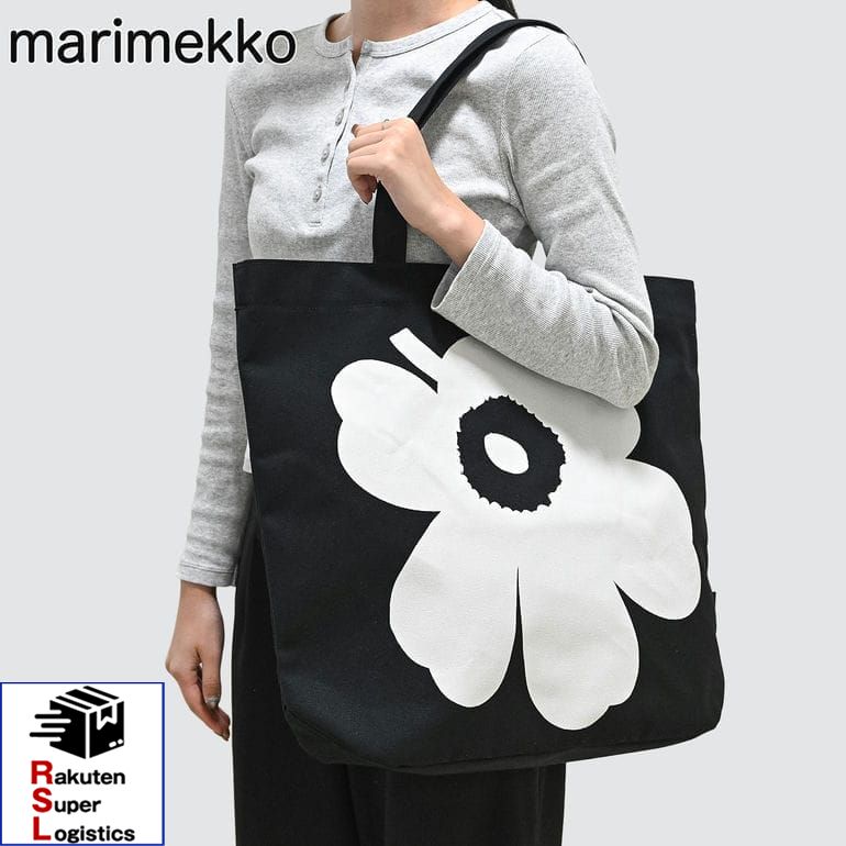 最強配送 マリメッコ marimekko トートバッグ TORNA Unikko ウニッコ レディース ブラック ホワイト 47931 047931 910 北欧雑貨 北欧デザイン【RSL】