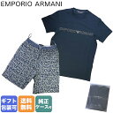 アルマーニ 服 メンズ エンポリオ アルマーニ EMPORIO ARMANI Tシャツ ルームウェア パジャマ バミューダパンツ ネイビー×グレー 111893 3R508 50236