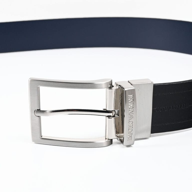 エンポリオ アルマーニ EMPORIO ARMANI ベルト 幅3.5cm 型押しロゴ メンズ ブラッ...