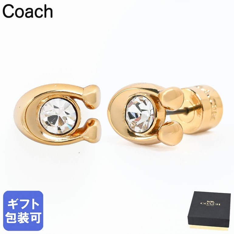 Rakuten - コーチ COACH ピアス スタッドピアス シグネチャー Cロゴ クリスタル レディース ゴールド 440614GLD110 ジュエリー アクセサリー【スペシャルラッピング660円(別売り)】