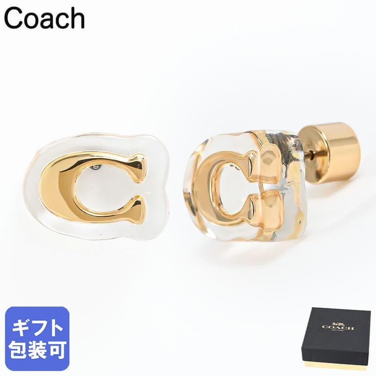 Rakuten - コーチ COACH ピアス スタッドピアス シグネチャー Cロゴ ルーサイト レディース クリア ゴールド 541368GLD710 スタッズピアス おしゃれ レディースピアス 高級ピアス ブランド ジュエリー アクセサリー プレゼント ギフト 【スペシャルラッピング660円(別売り)】