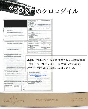 ストリンガ(ズボン用替えベルト) バックルなし 幅3cm ウエスト約107cmまで クロコダイルレザー 【ジョルジオ スタメッラ】 父の日