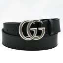 グッチ GUCCI ベルト メンズ カーフスキンレザー マーモント ダブルGバックル ブラック アンティークシルバー 406831 DJ20N 1000 【スペ...