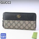 グッチ GUCCI 長財布 ラウンドファスナー レディース プチ マーモント ダラーカーフ ブラック ×ベージュ 456117 17WAG 1283 【スペシャ...
