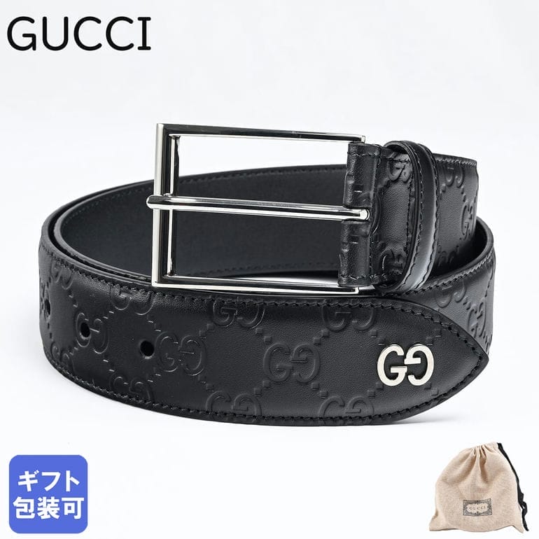 グッチ ベルト（メンズ） 【エントリー10倍★9日20:00から16日1:59】グッチ GUCCI ベルト エンボスGG メンズ シグネチャー 全3サイズ ブラック 474311 CWC1N 1000 レザー【スペシャルラッピングB対応(別売り)】