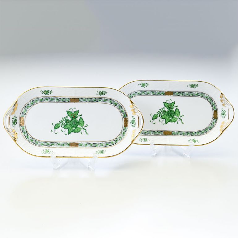 ヘレンド サービストレイ ペア 2個セット アポニー・グリーン プレート 洋食器 23cm 437000 AV 【00437000-AV】｜ 食器 キッチン 陶器 食卓