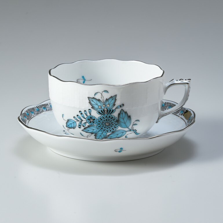 エントリー買いまわり最大19倍!ヘレンド ティーカップ&ソーサー アポニーターコイズ プラチナ 洋食器 200ml 手描き 724000 ATQ3-PT 【00...