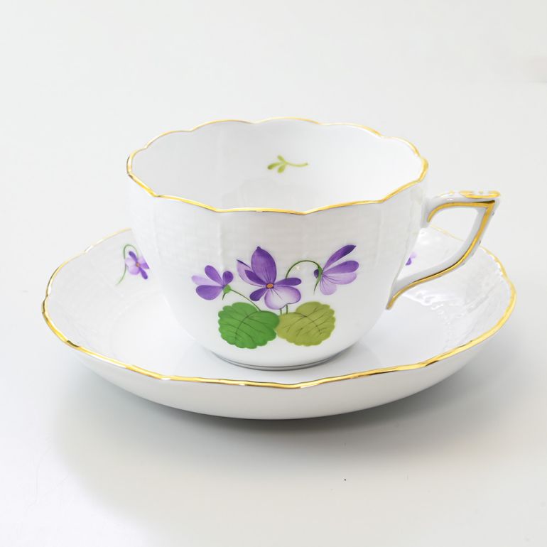 エントリー買いまわり最大19倍!ヘレンド HEREND ティーカップ&ソーサー VIOLETシリーズ 洋食器 200ml 手描き 730000 VIOLET 0...