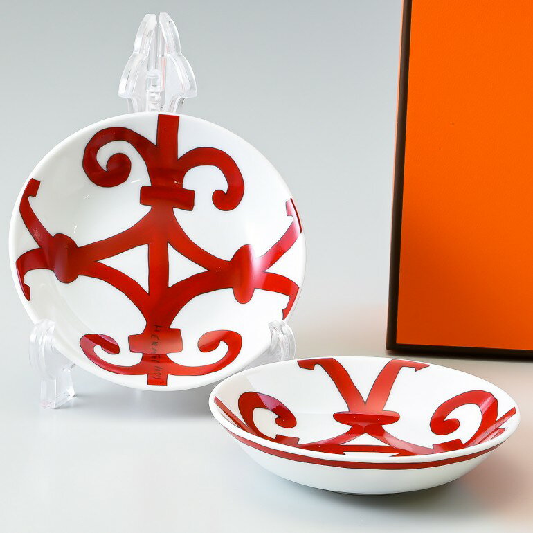 エルメス HERMES ガダルキヴィール レッド 011086p2 10cm クーペル 醤油皿 小鉢 小皿 ペア｜ 食器 高級のサムネイル