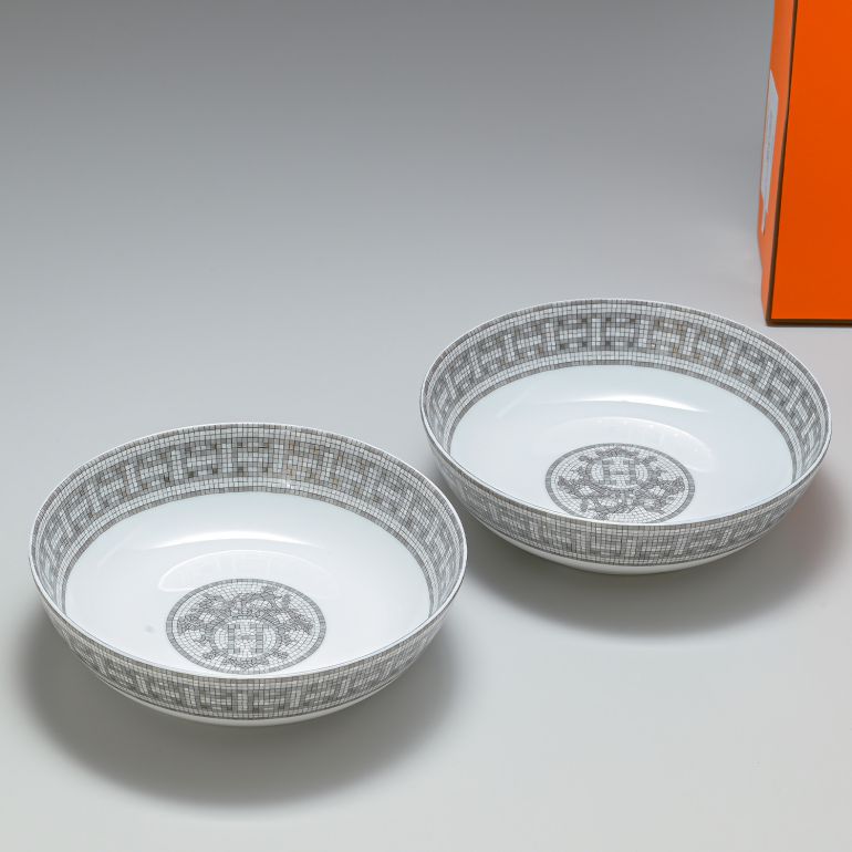 エルメス HERMES モザイク ヴァンキャトル プラチナ 17cm シリアルボウル ペア 035014P2｜ 食器 高級のサムネイル