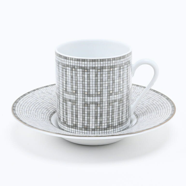 エルメス HERMES モザイク ヴァンキャトル プラチナ 035017P2 コーヒーカップ＆ソ...