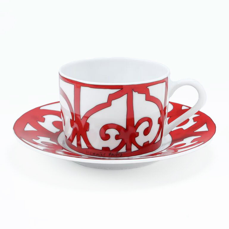 エントリー買いまわり最大19倍!【単品販売箱なし】 エルメス HERMES ガダルキヴィール レッド 011016P ティーカップ&ソーサー 一客 160ml ...