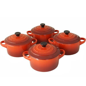 ルクルーゼ ル・クルーゼ ミニ ココット・ロンド 10cm ギフトセット ストーンウェアシリーズ Le Creuset 4個セット チェリーレッド 79212100600100