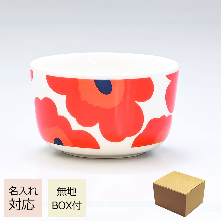 【8/11 01:59までエントリーで誰でも全品P10倍！】マリメッコ Marimekko ボウル 10cm 250ml 食器 深鉢 UNIKKO ウニッコ ホワイト×レッド 063432 001 名入れ可有料