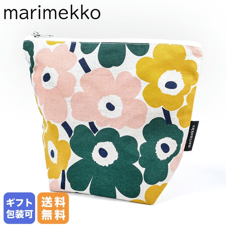 マリメッコ ポーチ マリメッコ marimekko ポーチ 小物入れ コスメポーチ 化粧ポーチ Mini unikko Kaje ミニウニッコ カジェ ダークグリーン×リネン×ピンク×イエロー 072521 863 クロネコゆうパケット対応