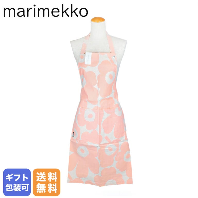 マリメッコ marimekko エプロン Pieni Unikko ピエニ ウニッコ コットン×ピーチ 072563 122 クロネコゆうパケット対応【スペシャルラッピングB対応(別売り)】