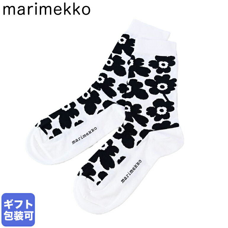 【22%OFF】マリメッコ marimekko レディース ソックス 靴下 くつ下 花柄 ウニッコ ヒエタ UNIKKO HIENO ブラック×ホワイト 全2サイズ 090595 019 クロネコゆうパケット対応