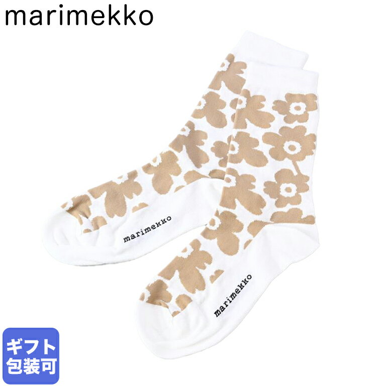 マリメッコ marimekko レディース ソックス 靴下 くつ下 花柄 ウニッコ ヒエタ UNIKKO HIENO ベージュ×ホワイト 全2サイズ 090595 180 クロネコゆうパケット対応