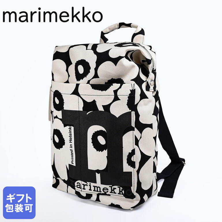 マリメッコ marimekko リュック バッグ バックパック 2023FALL MONO UNIKKO モノ ウニッコ レディース ブラック×オフホワイト 92195 092195 908 母の日 北欧雑貨 北欧デザイン