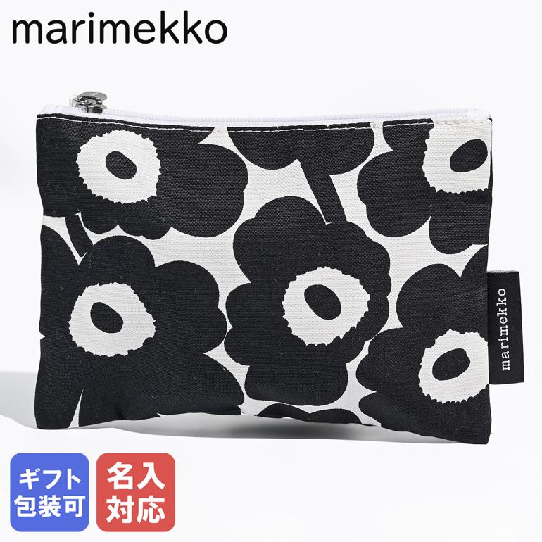エントリー買いまわり最大19倍！【刺しゅう名入れ可有料】マリメッコ marimekko ポーチ 小物入れ コスメティックポーチ 薄型 KAIKA Unikko ミニ ウニッコ ブラック ホワイト 71296 071296 190 北欧 北欧雑貨 北欧デザイン ネコポス対応