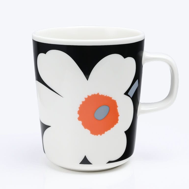 マリメッコ marimekko マグカップ コップ 250ml 60周年記念 2024SS Unikko ウニッコ ホワイト×ブラック×オレンジ 73095 073095 192 洋食器 テーブルウェア 北欧食器 北欧デザイン【スペシャルラッピングB対応(別売り)】