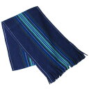 【お買い物マラソン10%OFF】ポールスミス マフラー メンズ ウールニット100% ブルー マルチストライプ 809E AS10 47 Made in GERMANY 父の日