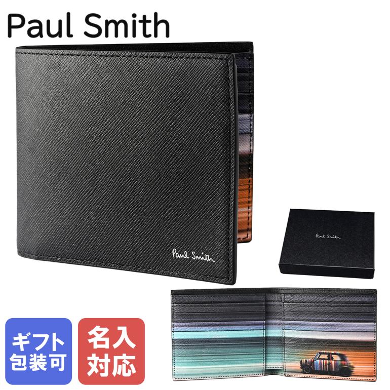 ポールスミス 【エントリー10倍★9日20:00から16日1:59】ポールスミス Paul Smith 二つ折り財布 2024SS 小銭入れ無し ミニクーパー メンズ ブラック 4832 MMIBLR 79 英国 Made in ITALY ウォレット 折財布 箔押し名入れ可（工賃別売り） 名前入れ 【スペシャルラッピングB対応(別売り)】