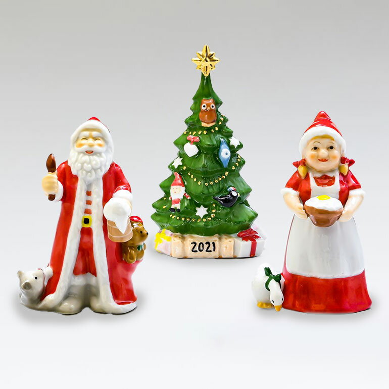 ロイヤルコペンハーゲン 2021年度限定 フィギュア サンタ 3点セット サンタクロース サンタの妻 クリスマスツリー クリスマス 日本未発売 置物のサムネイル