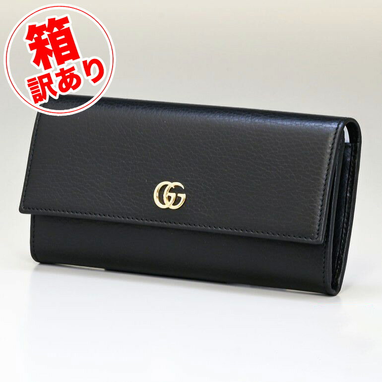 【箱訳あり】グッチ GUCCI 長財布 レディース プチ マーモント ダブルG レザー ブラック 456116 CAO0G 1000