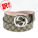 【訳あり】グッチ GUCCI ベルト メンズ GGスプリームキャンバス インターロッキングG バックル 85サイズ ベージュ×ブラウン 411924 KGDHN 9643