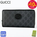 エントリー10倍!6/6 - 6/10 11:59まで★グッチ GUCCI 長財布 ラウンドファスナー レディース プチ マーモント ダラーカーフ グレー×ブラ...