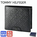 トミーヒルフィガー TOMMY HILFIGER 二つ折り財布 2023AW MONOGRAM CC AND COIN モノグラム メンズ ブラック AM0AM11595 BDS BLACK レザー 折財布 折りたたみ 箔押し 