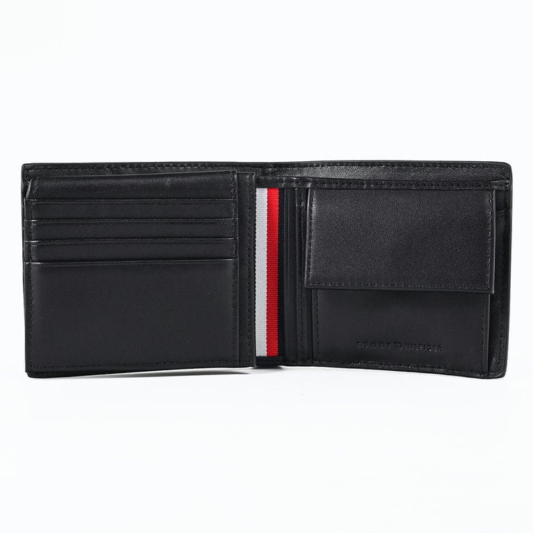 トミーヒルフィガー 高品質ヨーロッパ輸入モデル TOMMY HILFIGER 二つ折り財布 小銭入れ付き 2025AW WOVEN TEXTURE CC FLAP AND COIN ブラック AM0AM13735 BDS BLACK ウォレット 折財布【スペシャルラッピング660円(別売り)】