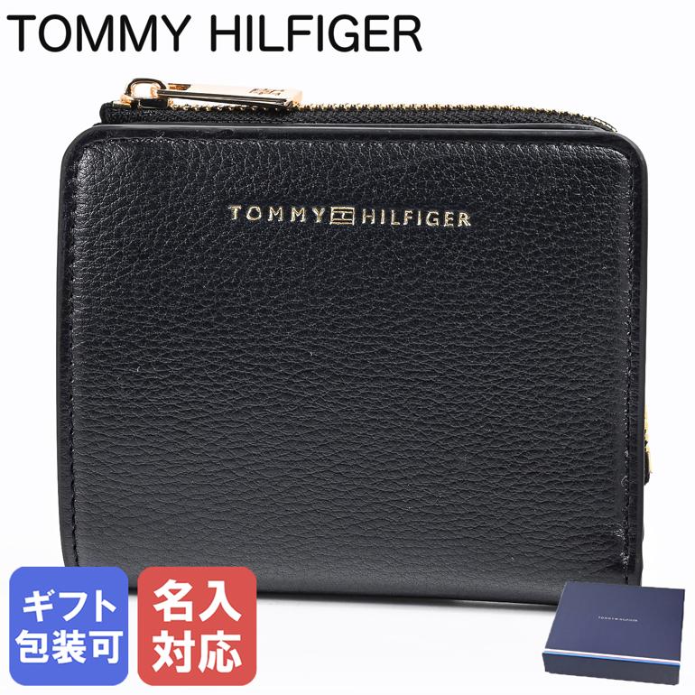 Rakuten - 6日-9日エントリー最大20倍★トミーヒルフィガー 高品質ヨーロッパ輸入モデル TOMMY HILFIGER 2026SS 二つ折り財布 小銭入れ付き ラウンドファスナー レディース FLAG COMPACT ブラック AM0AW18124 BDS BK